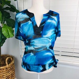 NWOT LANE BRYANT SHEER BLACK AND BLUE TOP